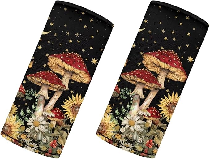BIGCARJOB Mushroom Sunflower Luggage Handle Wrap Set for Suitcase 2 Pieces Suitcase Identifier Protective Cover Trolley Case Grip Travel Luggage Accessories Door Handle Replacement