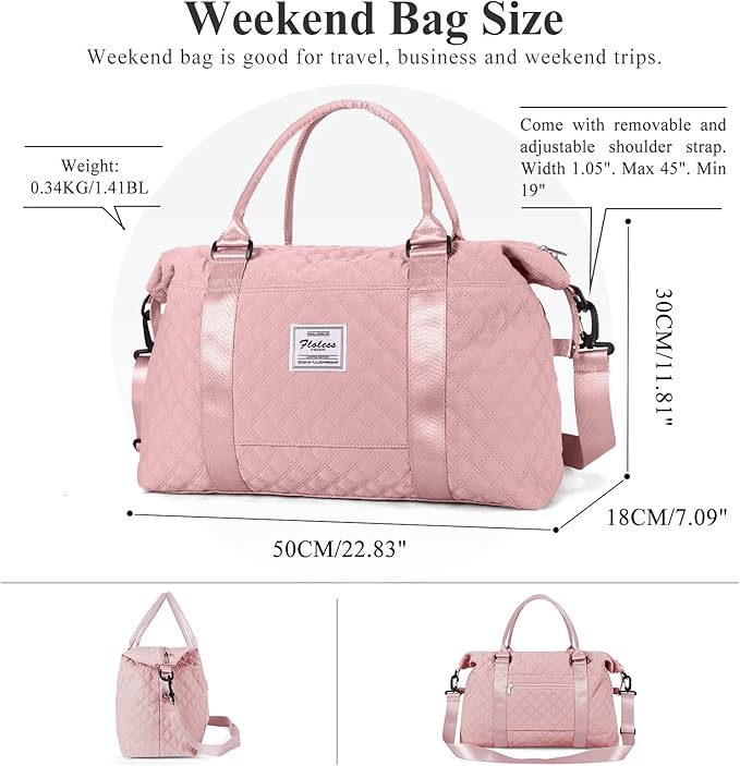 HYC00 Travel Duffel Bag,Carry-on Overnight Weekender Bags for Women,Sports Tote Gym Bag with Wet Pocket