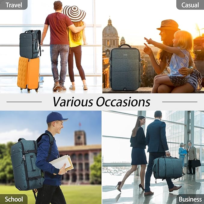 Lubardy Travel Backpack for Men Women 17 Inch Flight Approved Carry on Backpack Waterproof Large 40L Luggage Daypack Business College Weekender Overnight Laptop Backpack with 3 Packing Cubes, Blue