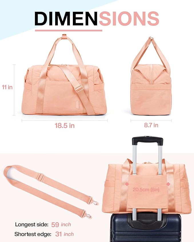 BAGSMART BAGSMART Gym Bag for Women, Carry on Weekender Overnight Bag, Travel Duffel Bags with Trolley Sleeve, Personal Item Travel Bag Tote Bag Workout Dance Bag(Orange,Medium)