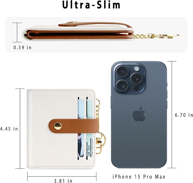 Airkit Small Wallets Woman RFID Blocking Leather Credit Card Holder - with ID Window - Card Wallets for Women - with Zipper Coin Purse - Keychain Wallet
