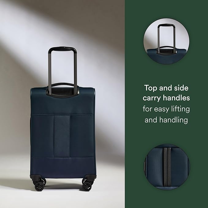 ANTLER - Soft Stripe Carry On Luggage 22x14x9 Airline Approved - Cabin Suitcase with Expander, Adjustable Handle, 4 Spinner Wheels, Lightweight, TSA Lock - Recycled Polyester Luggage - Indio Blue