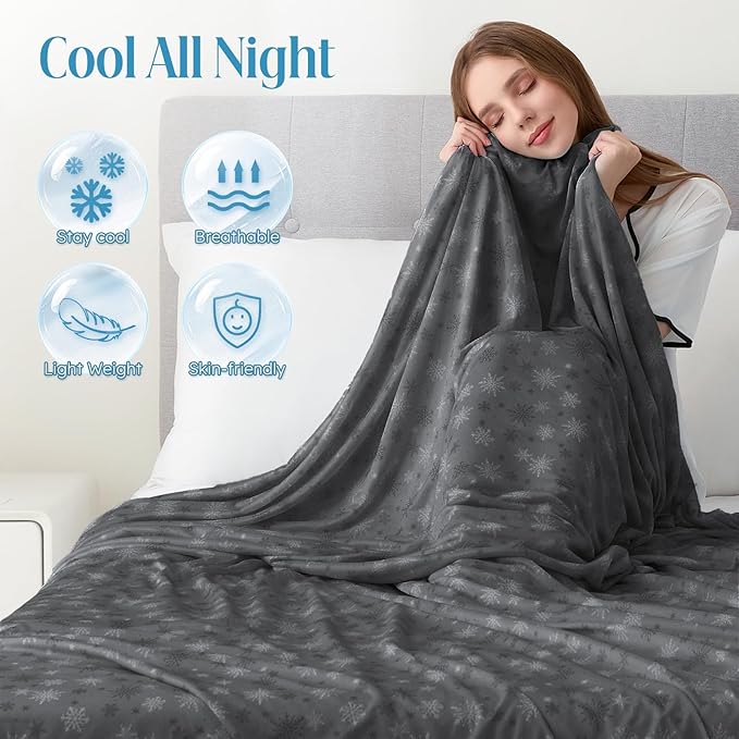OIGAE Cooling Blanket for Hot Sleepers - Soft & Lightweight Summer Cold Blanket for Night Sweats | Perfect for Bed, Couch, Sofa (Black, Queen 90" x 90")