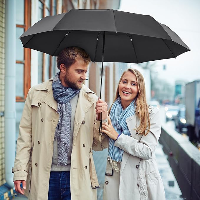 G4Free 54 Inch Large Compact Windproof Golf Umbrella for Rain Oversized Auto Open Close Folding Travel 10 Ribs Vented Double Canopy Umbrella for Women Men