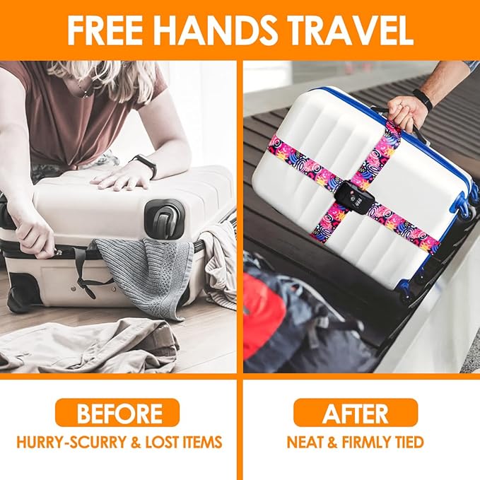 Adjustable Travel Luggage Strap Suitcase Belt Travel Bag Accessories 1.96 in W x 6.23 ft L