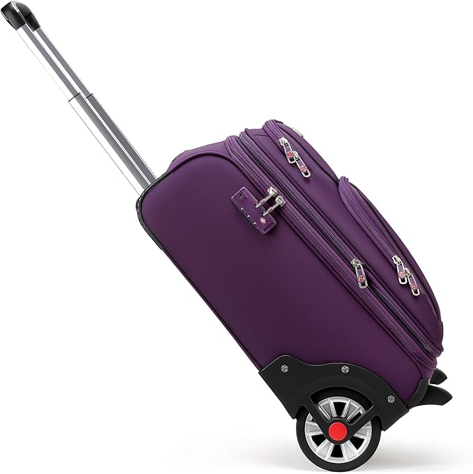 Laduga Softside Expandable Luggage with Large Wheels Carry-On Luggage Suicase (Purple, 21-Inch)