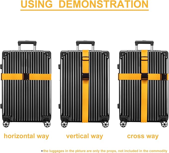 Luggage Straps for Suitcases TSA Approved Travel Belt 8 Pack by Chelmon (Yellow)