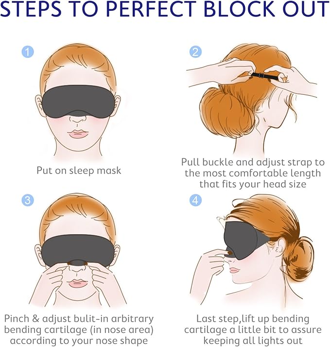 Mavogel Cotton Sleep Eye Mask - Updated Design Light Blocking with Adjustable Nose Bridge, Soft and Comfortable Night Eye Mask for Men Women, Eye Blinder for Shift Work, Includes Travel Pouch, Grey