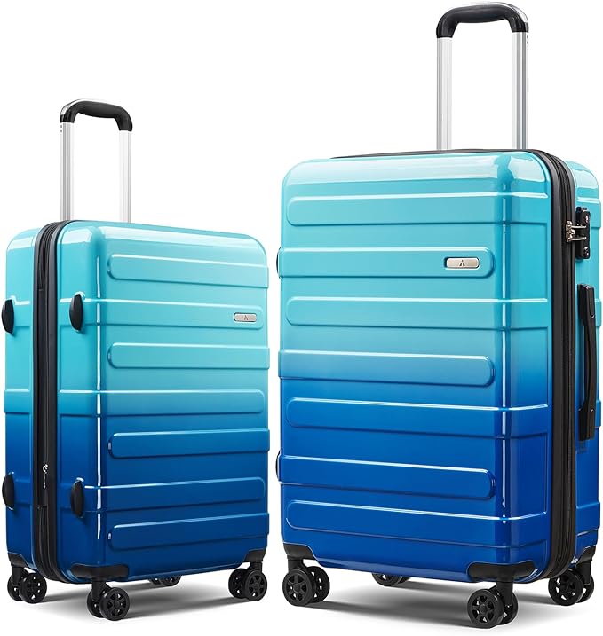Carry on Luggage 2 Sets(20in/24in) with Spinner Wheels, Lightweight PC+ABS Hard Shell Suitcases, Expandbale Storage & TSA Aprovel Lock