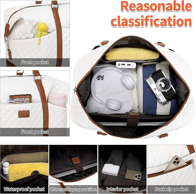Weekender Bag, Large Travel Duffel Bag for Women, Carry on Overnight Bag with Shoe Compartment and Toiletry Bags