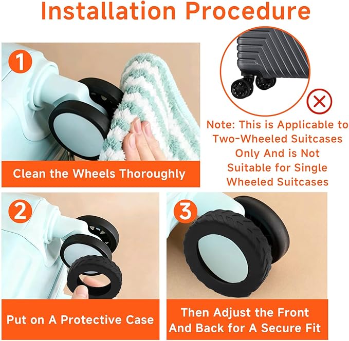 8Pcs Luggage Wheel Protection Covers 4th Gen, Anti-Scratch Anti-Noise, Silicone Wheel Protective Covers for 2.0-2.4 Luggage Wheels, Thickened Pattern Travel Suitcase Wheels Protectors