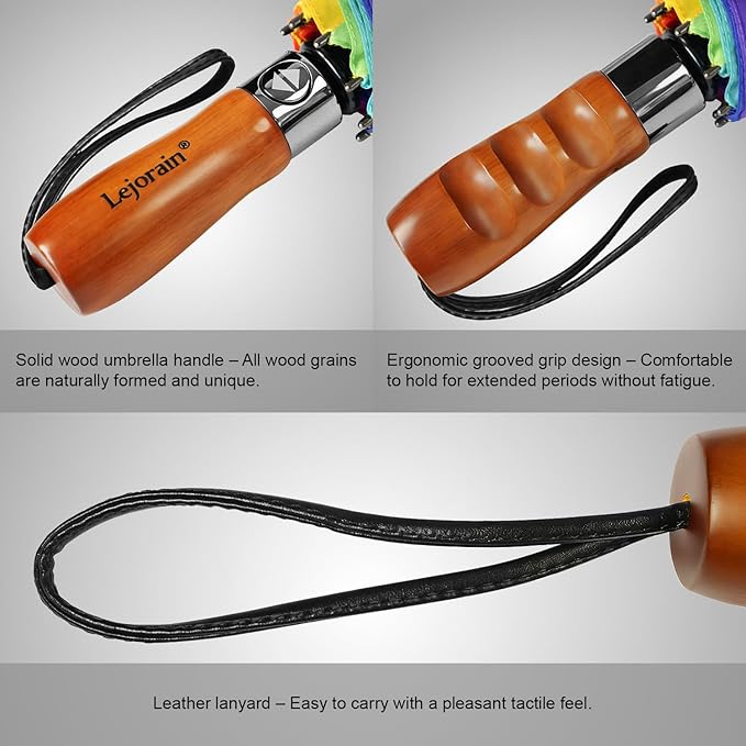 Lejorain Large Folding Golf Umbrella - Compact Mens Umbrellas Travel Rain and Windproof 54inch Collapsible Automatic Open Close Umbrella 210T Teflon Vented Double Canopy