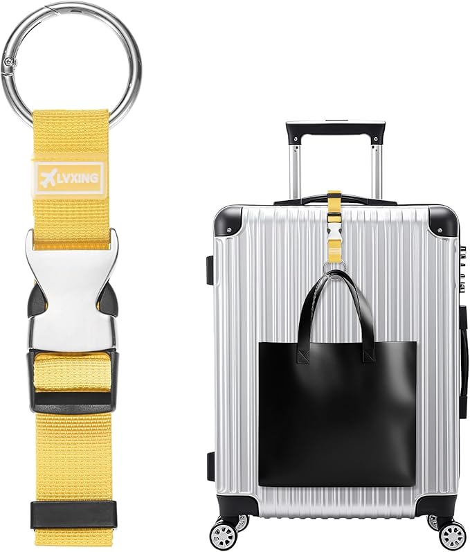 M METERXITY 1-Pack Add A Bag Luggage Strap, Adjustable Suitcase Belt for Connecting Luggage/Backpack/Jacket, Carry Strap with Ring Buckle [Yellow]