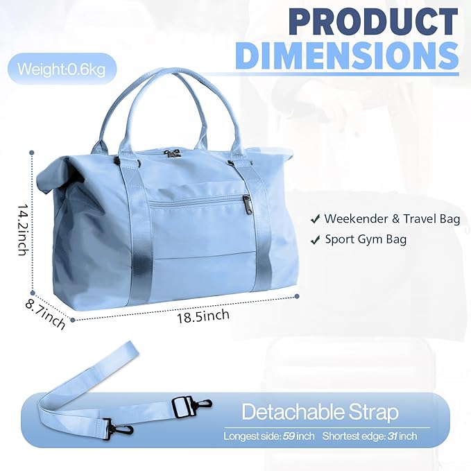 Travel Duffle Bag, Weekender Travel Bag Men Small Gym Bag for Women, Hospital Bag for Labor and Delivery, Overnight Bag Luggage Bag with Trolley Sleeve, Airplane Travel Essentials for Flying(Black)