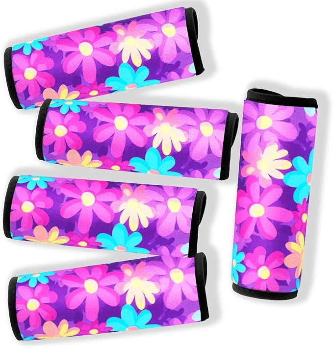 5 Pack Neoprene Luggage Handle Wraps for Suitcase Travel Luggage Tags/Identifiers/Marker/Grips