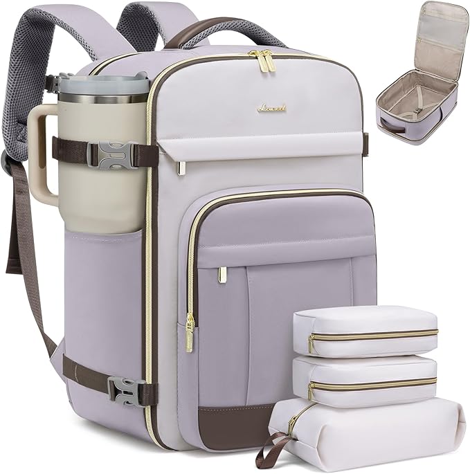 LOVEVOOK 40L Travel Backpack for Women & Men - 17.3 Inch Carry On Backpack & Personal Item Backpack for Airlines, Spacious and Durable Design, with 3 Packing Cubes