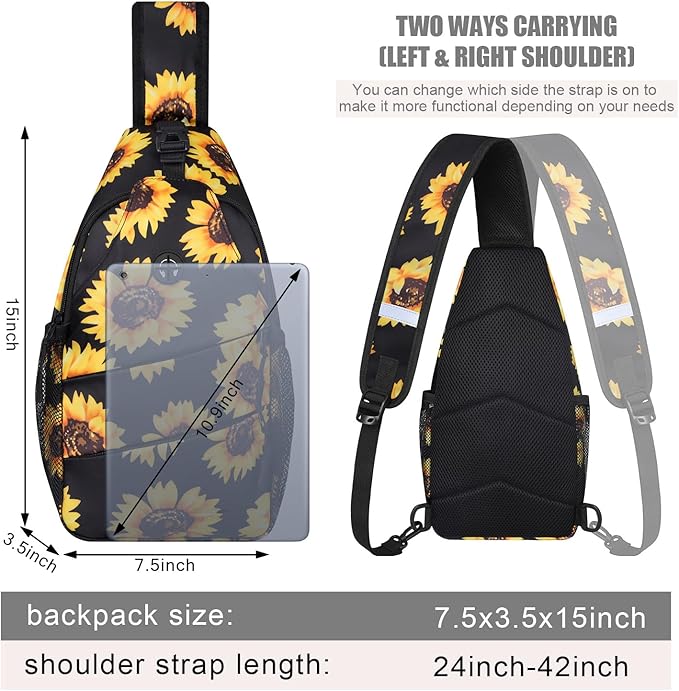 Crossbody Bags for Women Men Trendy Sling Bag Backpack Casual Chest Bag with Convertible Shoulder Strap