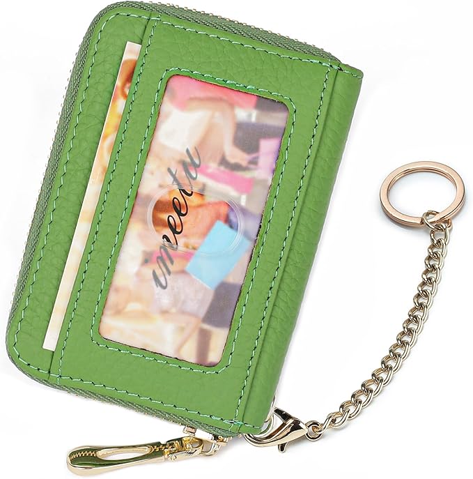imeetu RFID Credit Card Holder, Small Leather Zipper Card Case Wallet for Women