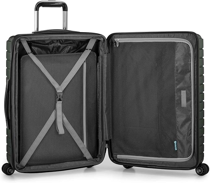 Traveler's Choice Archer Polycarbonate Hardside Spinner Luggage Set, Tie Down Straps ,Green, 2-Piece