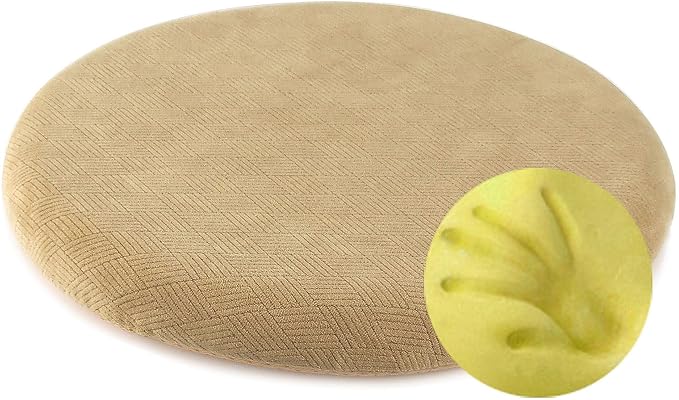 Sigmat Memory Foam Seat Cushion Anti-Slip Soft Round Stool Cushion Chair Pad 15 Inch Camel