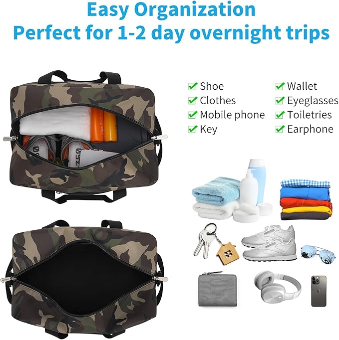 Small Gym Bag 14 inch lightweight Carry On Mini Duffel Bag for Travel Sport - Camo