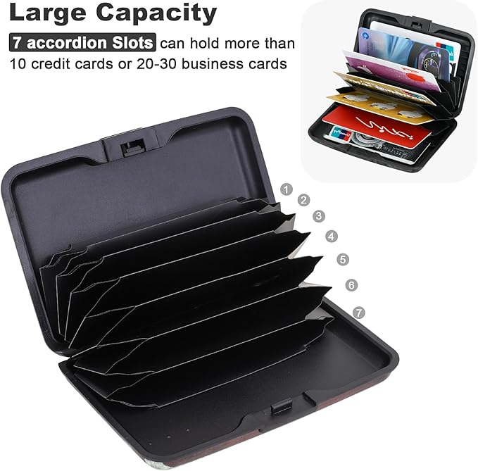 ELFISH Mini RFID Aluminum Wallet Credit Cards Holder Business Card Case Metal ID Case for Men Women (Flag)