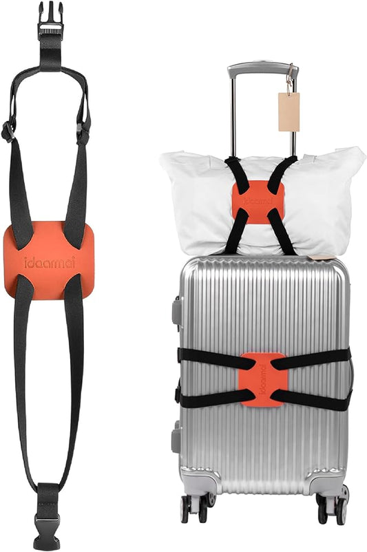 Luggage Straps ， Luggage add a Bag Strap，Travel Must Haves High Elastic Suitcase Adjustable Belt Bag Bungees with Buckles (Orange)