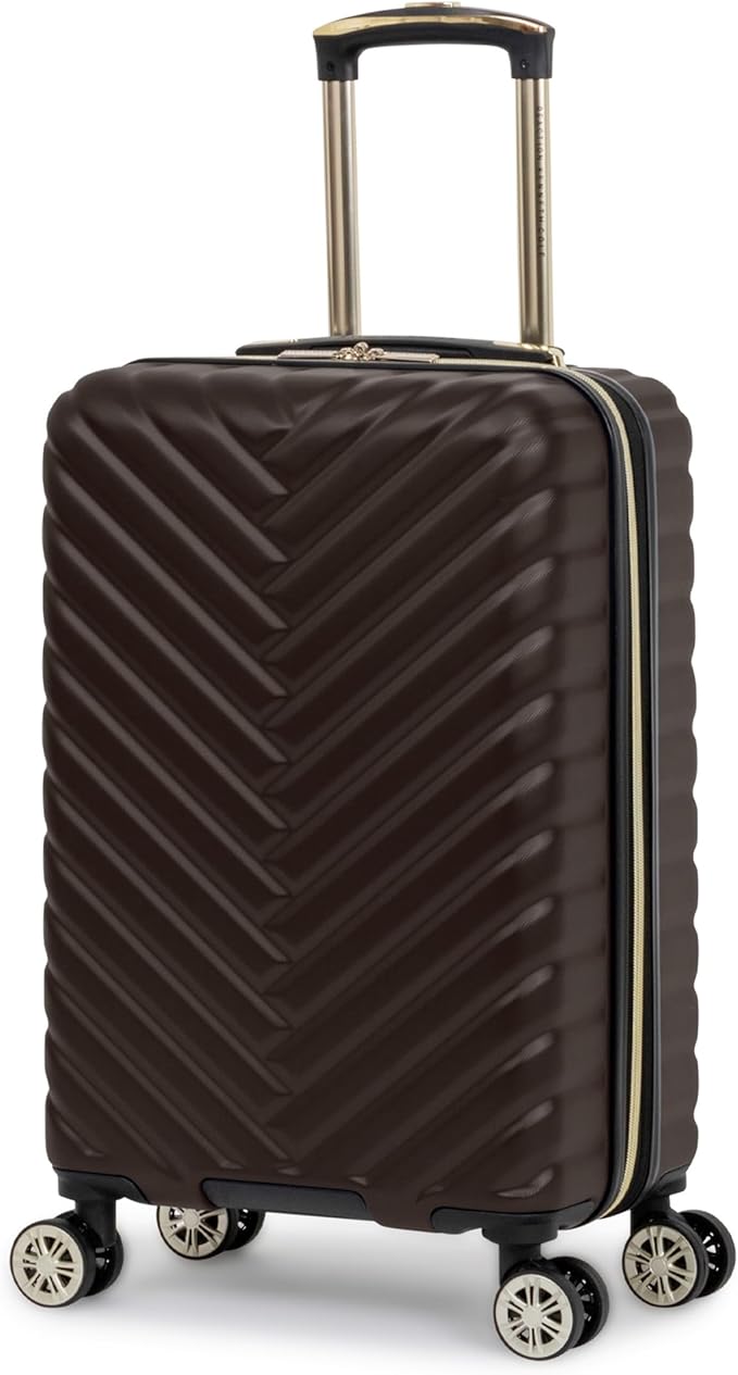 Kenneth Cole REACTION Madison Square Lightweight Hardside Chevron Expandable Spinner Luggage, Chocolate Brown, 2-Piece (20" Carry On + Sophie Backpack)