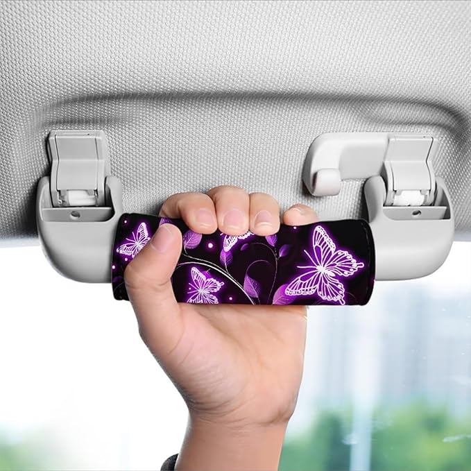 BIGCARJOB Purple Butterflies Luggage Handle Wrap Set Christmas Luggage Handle Cover Suitcase Handle Tags Suitcase Identifier Protective Cover Trolley Case Grip