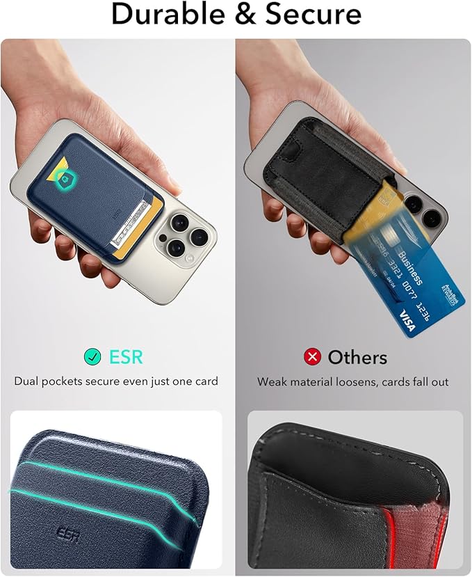 ESR for MagSafe Wallet, 5 Card Holder with RFID Blocking, MagSafe Sticker Included, Slim Magnetic Wallet for iPhone 17e/17/16/15/14/13/12 Series and Selected Samsung Devices, Not for 13/12 Mini, Blue