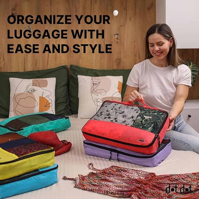 Large Packing Cubes for Travel - 5pc Packing Cubes for Suitcases - Lightweight Luggage Organizer Bags (Non-Compression)