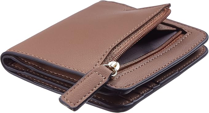 Toughergun Women’s Small Slim Leather Wallet with RFID Protection, Compact Bifold Mini Purse with Clear ID Window
