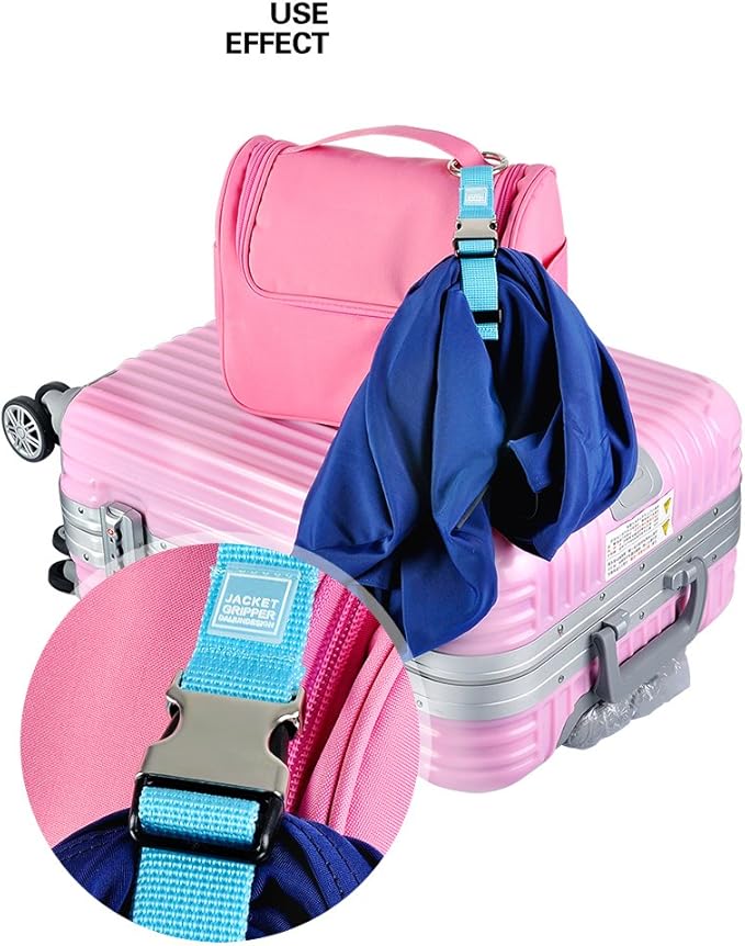 Add-A-Bag Luggage Strap Jacket Gripper, Luggage Straps Baggage Suitcase Belts Travel Accessories - Make Your Hands Free, Easy to Carry Your Extra Bags, Blue