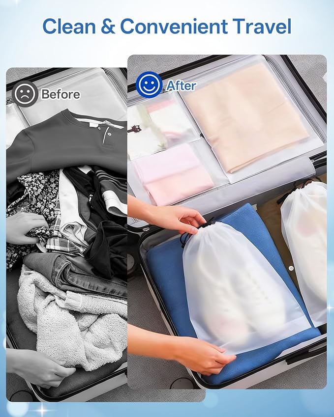 Teskyer 6 Pack Shoe Bags for Travel – Transparent, Waterproof, Portable Shoe Storage for Packing (15.7" x 11.8") – Travel Essentials for Men & Women