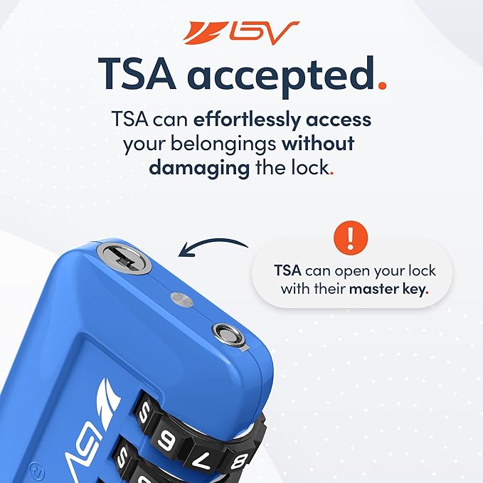 TSA Accepted Luggage Travel Lock, Set-Your-Own Combination Lock for School Gym Locker, Luggage Suitcase Baggage Locks, Filing Cabinets, Toolbox, Case (Blue, 1 Pack)