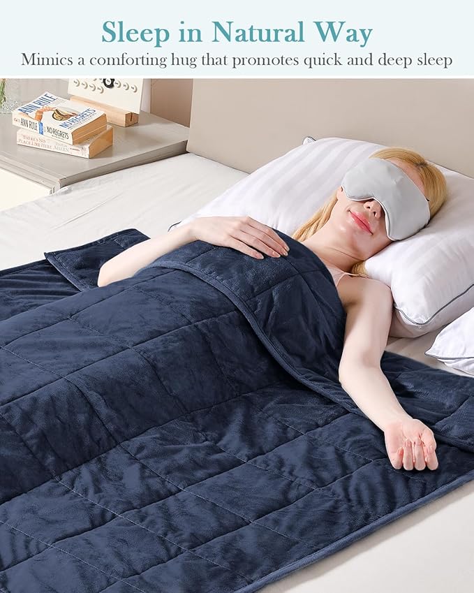 Topblan Weighted Blanket Queen Size 15lbs, Adult Weighted Blankets with Soft Warm Fabric for Sleeping and Calming, Adult Heavy Blanket for Sofa Bed, Navy Blue, 60 x 80 inches