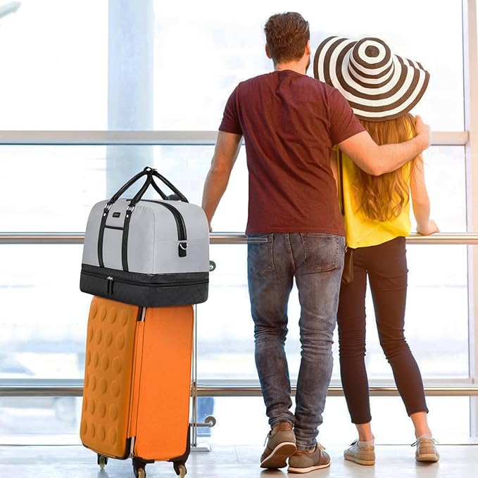 Weekender Bag for Women, Large Overnight Bag Canvas Travel Duffel Bag Carry On Tote with Shoe Compartment 21" 3Pcs Set