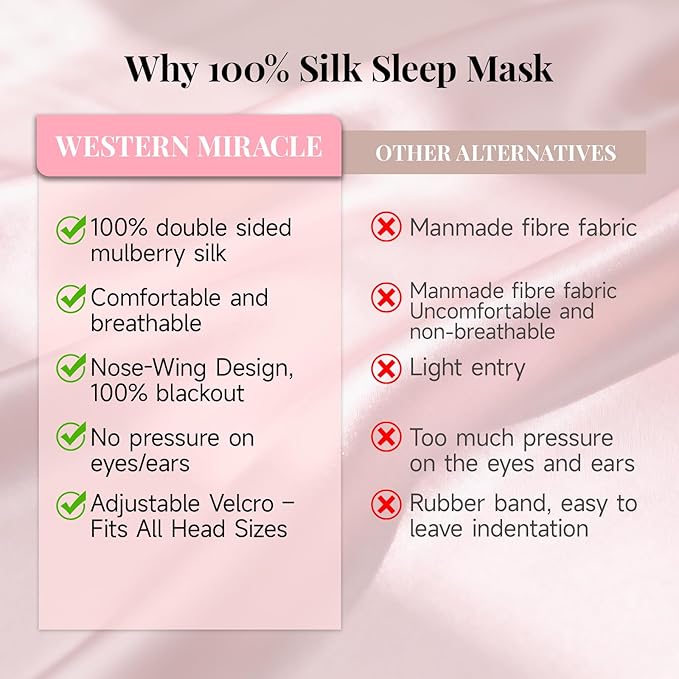 Silk Sleep Mask – 100% Mulberry Silk Eye Mask for Sleeping, Soft Slip Feel, Adjustable Headband, Blackout for Side Sleepers, Men & Women