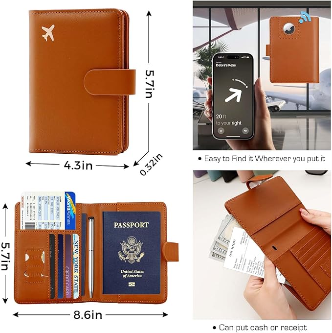 Melsbrinna Premium Leather Passport Holder Covers Case, Waterproof Rfid Blocking Travel Wallet Passport Holder with Pen Holder, Cute Passport Book for Women/Men