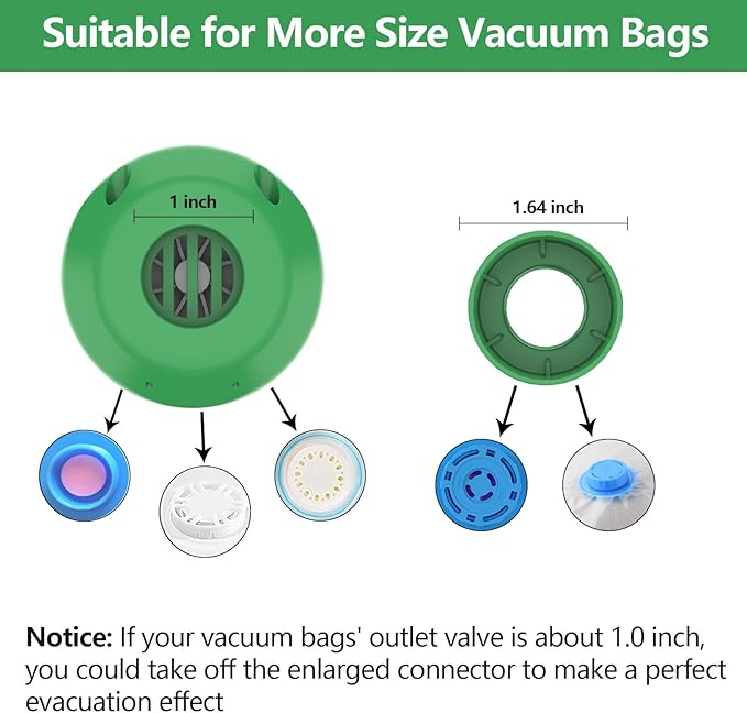 Electric Pump for Vacuum Storage Bags, Travel Vacuum Pump for Various Vacuum Seal Bags Portable Vacpack Air Pump for Compression Clothing Blanket Luggage Green (Storage Bag Not Included)