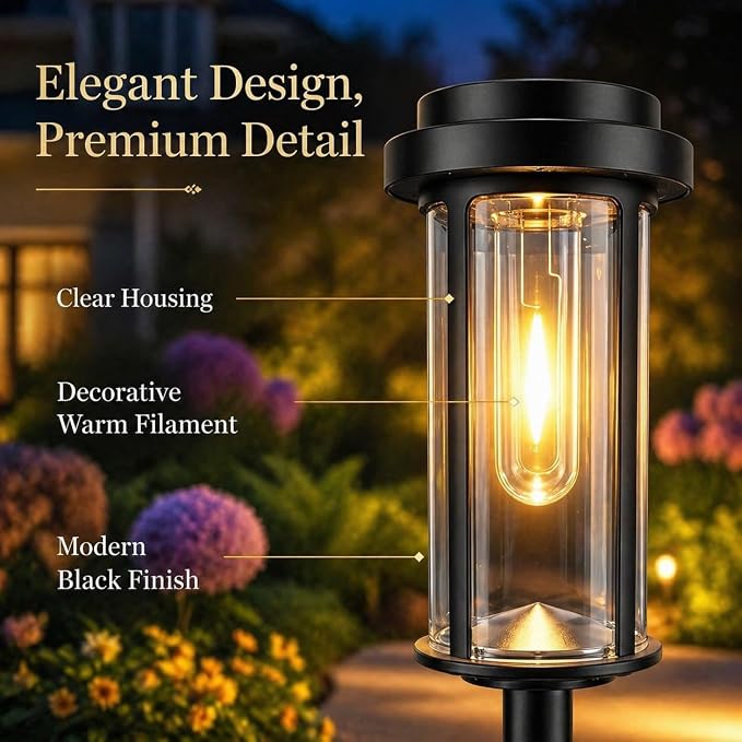DERAYSION 8 Pack Solar Pathway Lights Outdoor 21" LED Solar Garden Lights | Dusk to Dawn Bright Solar Lights Outdoor Waterproof IP65 Outdoor Solar Lights for Garden Yard Path Landscape Driveway Decor