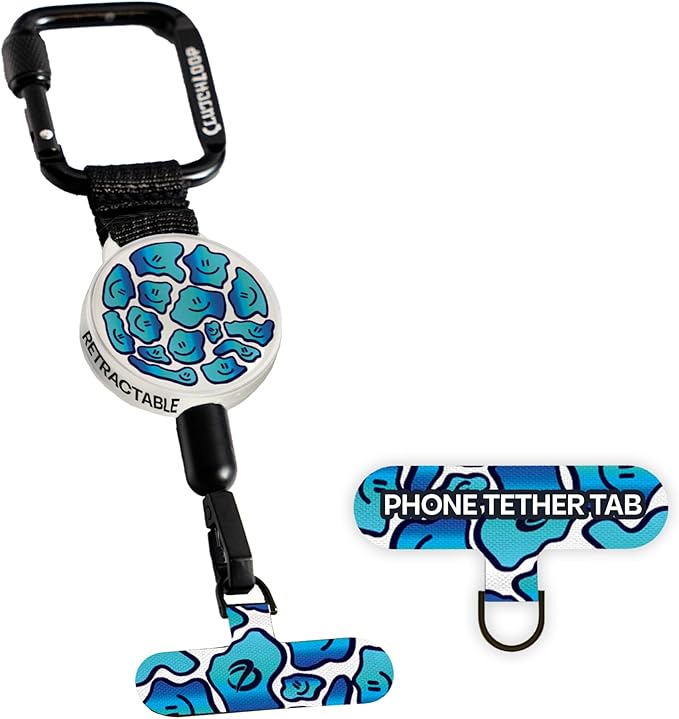 ClutchLoop Anti-Theft Phone Tether - Universal Adhesive Anchor, Retractable Steel Line and Locking Carabiner