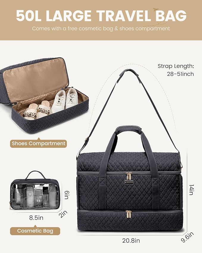 LOVEVOOK Large Travel Duffle Bag, Weekender Bags for Women With Shoe Compartment, Overnight Hospital Bag For Women Labor Delivery, Carry on Bag Personal Item Travel Bag, Yoga Gym Duffel Bag