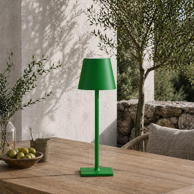 Yogaret Green Cordless Table Lamps, 6000mAh Rechargeable Battery, 2 Pack | Portable table lights set of 2 wireless battery operated lamps for indoor tables, patio, restaurant, dinner and kitchen use
