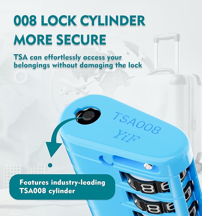 ANVIL 4 Digit Luggage Locks, TSA Locks for Luggage, Advanced TSA008 core, Alert Indicator for Your Travel Lock, Suitcase Lock. (2, Blue)