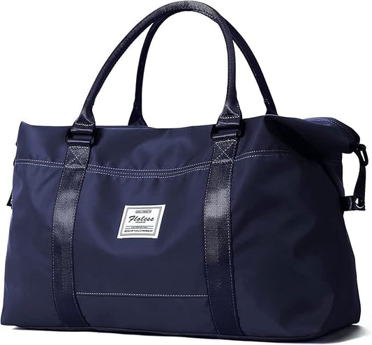 Dark Blue Sport Travel Duffle Bag Large Gym Tote Bags for Women, Weekender Carry on Bags for Airplane, Ladies Beach Overnight Waterproof Luggage Bags with Wet Pocket
