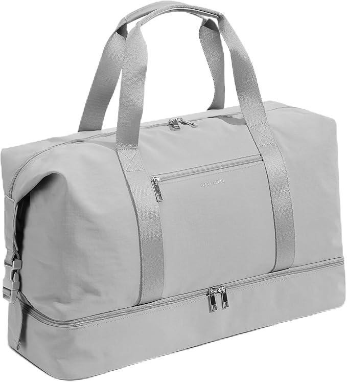 Oeihuivt Weekender Bags for Women - 21 Inch Large Travel Duffel Bag 2-Piece Set with Shoe Compartment, Heavy-Duty Canvas Leather Carry On Overnight Tote