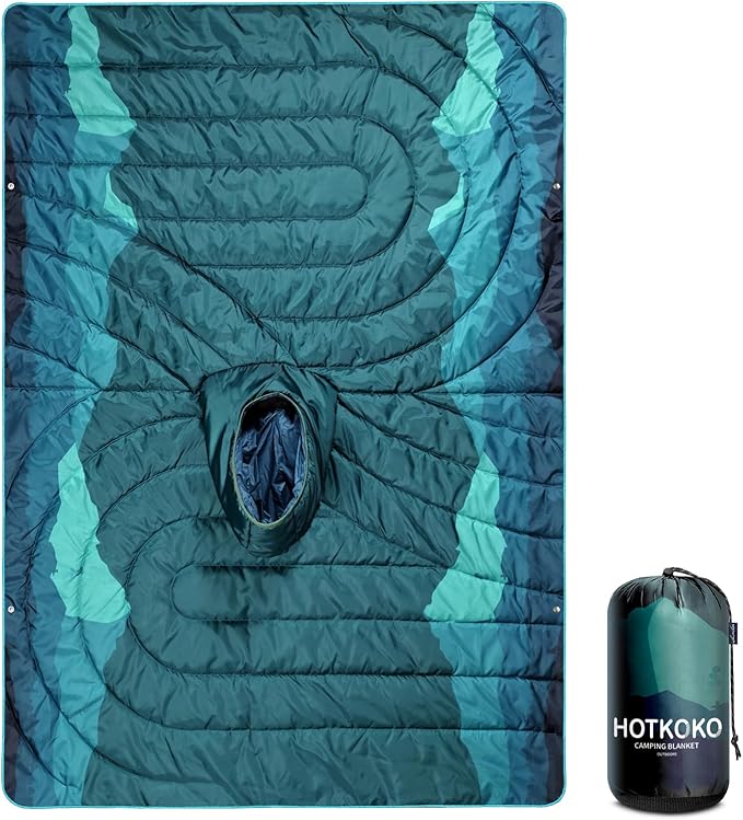 Camping Blanket,Hoodie Blankets Poncho Outdoor Waterproof Windproof Warm Durable & Portable for Stadium, Concerts, Car,Travel, Beach, Picnic, Grass,75 * 54 inch