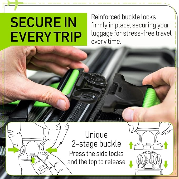 Untethered Luggage Straps | TSA-Approved Suitcase Belts with Heavy-Duty Buckles. Secure Adjustable Travel Accessories for Checked Bags. 4-Pack