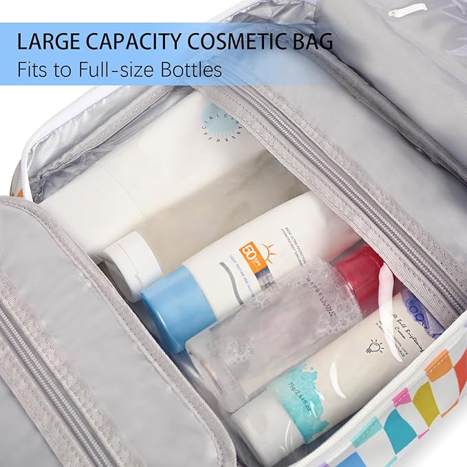 Bosidu Hanging Travel Toiletry Bag,Large Capacity Cosmetic Travel Toiletry Organizer for Women with 4 Compartments & 1 Sturdy Hook,Perfect for Travel/Daily Use/Christmas
